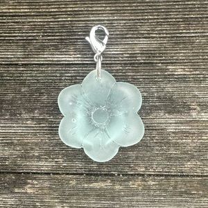 Frosted Sea Glass Flower Dog Bling or Zipper Pull